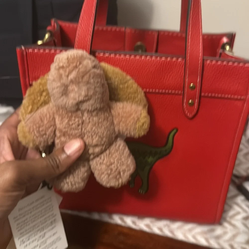 Coach Mini Plush Bunny Shoe Charm in Light Brown and Mustard - Picture 6 of 6